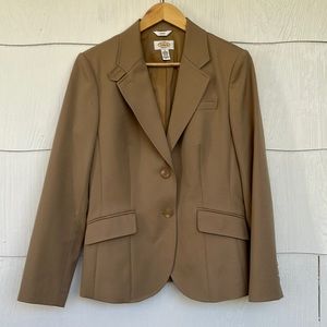 Talbots Classic Two-Button Tan Wool Blazer - Size 6